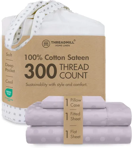 Vista 21 de Threadmill Juego de sábanas de algodón Twin Sábanas 100% algodón para cama tamaño Twin Juego de sábanas de satén jacquard damasco con bolsillo
