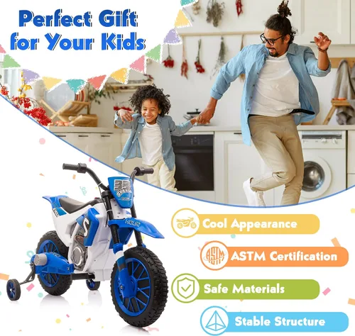 Vista 9 de TOBBI Motocicleta Dirt Bike para Niños de 12V Motocicletas Eléctricas Juguetes de Montar a Batería Motocross Todoterreno para Niños y Niñas de 3+