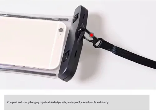 Vista 5 de Funda impermeable para teléfono con cuerda para colgar, funda universal para teléfonos inteligentes, doble sellado, pantalla táctil transparente