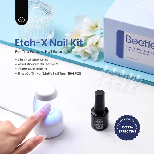 Vista 2 de Beetles - Kit de 504 puntas de uñas postizas, juego de extensión de uñas