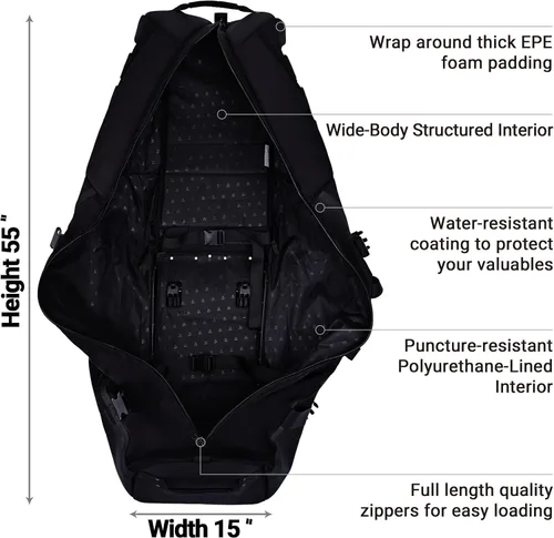 Vista 7 de ASK ECHO Locklink StableRoller - Bolsa de viaje de golf con sistema de balanceo de 4 ruedas, patas de soporte extensibles