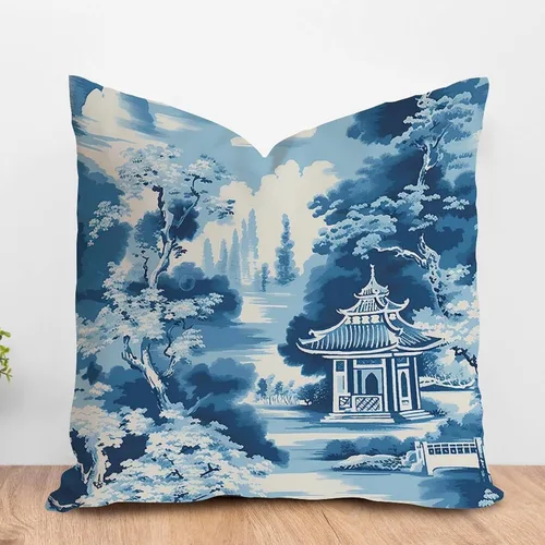 Vista 11 de ArogGeld Fundas de almohada de antílope blanco y flor azul de granja de acuarela animal azul ciervos blancos de lino blanco funda de almohada
