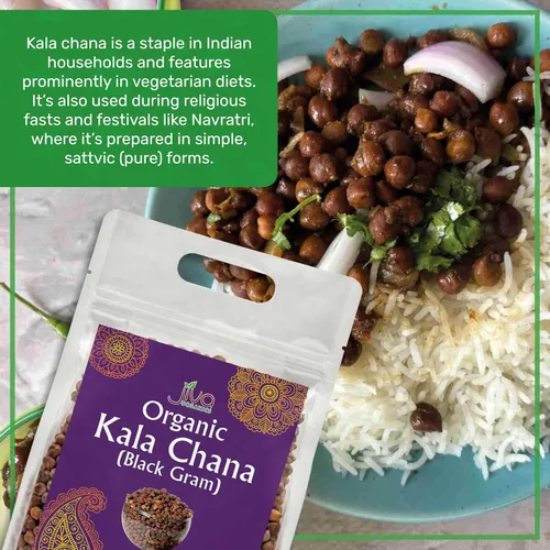 Vista 4 de Jiva Organics Bolsa orgánica Kala Chana a granel de 2 libras, gramo negro, garbanzos negros Desi, 100% natural y sin OMG