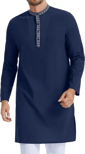 Vista 6 de LVCBL Muslim Thobe para hombres Caftán para hombres Hombres Islamic Thobe Mens Kaftan Blanco