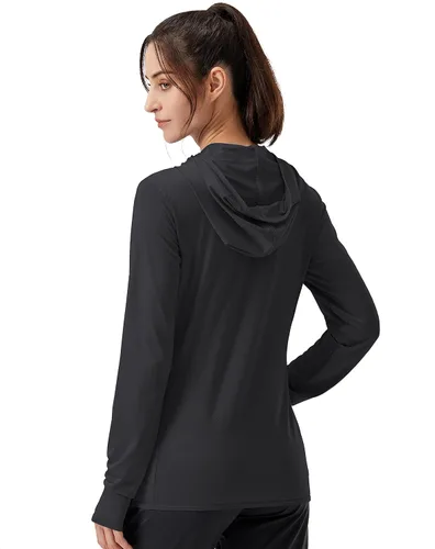 Vista 2 de Soothfeel Chaqueta con capucha UPF 50+ para mujer, ligera, de manga larga, con bolsillo, para senderismo, al aire libre