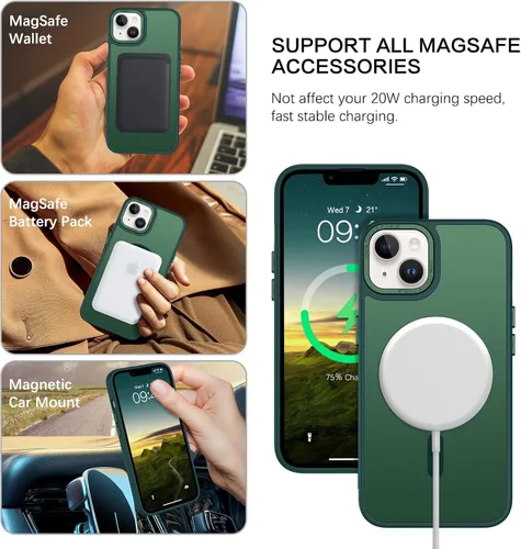 Vista 2 de BENTOBEN Funda magnética para iPhone 14 Plus [compatible con Magsafe] Funda translúcida mate para iPhone 14 Plus, delgada, a prueba de golpes