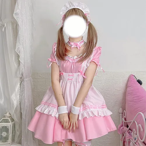Vista 3 de Anime japonés Sissy Sirvienta Vestido Cosplay Dulce Clásico Lolita Elegante Delantal Disfraz Juego de Rol Sirvienta Francesa Traje de Lencería