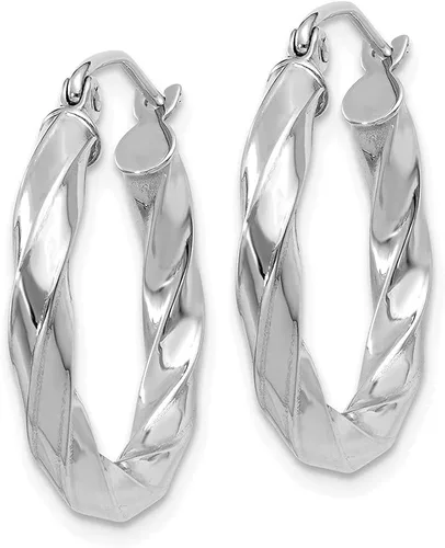 Vista 2 de Aretes de aro trenzados de oro blanco de 14 quilates de 0118in para mujer Metal Gema