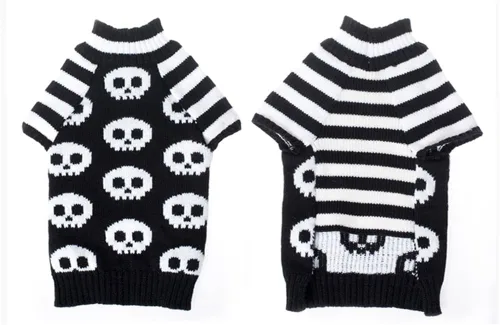 Vista 4 de NACOCO Suéteres para mascotas, suéter de esqueleto, ropa para perros y gatos, ropa para mascotas, suéteres para perros pequeños (XS)