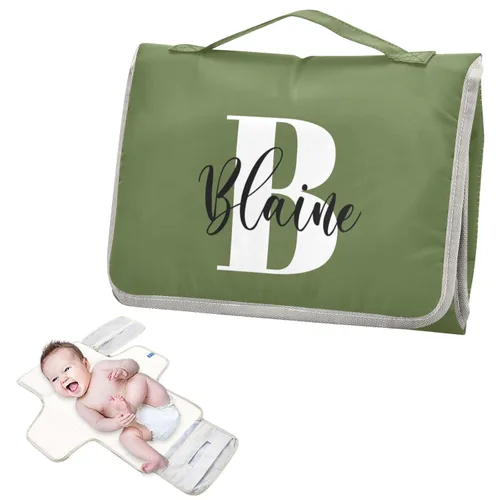 Vista 15 de Cambiador de pañales de bebé beige para niños pequeños, tapete portátil para cambiar pañales con bolsillo de almacenamiento para viajes, aparador