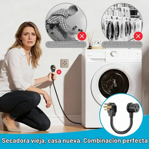 Vista 7 de CircleCord Cable adaptador de secadora de 3 clavijas a 4 clavijas, secadora 3P más antigua a casa 4P más nueva, cable de conversión de secadora NEMA