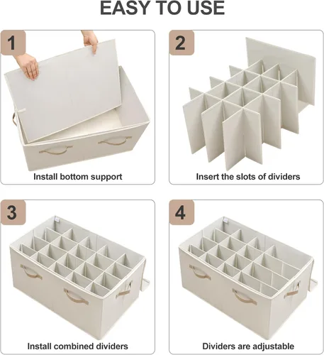 Vista 7 de TOPIA HOME Organizador de zapatos para armario, caja de zapatos plegable con divisores ajustables y cubierta transparente, organizador