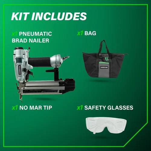 Vista 5 de Metabo HPT Clavadora Pro Brad, clavadora neumática de acabado profesional preferida por profesionales para trabajos de molduras, construcción