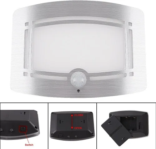 Vista 3 de Aplique de pared, lámparas de pared con sensor de movimiento, funciona con pilas, luz de pared regulable para dormitorio, pasillo, escalera