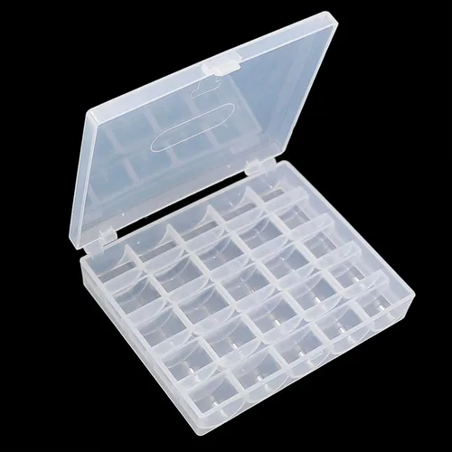 Vista 9 de 25 piezas de bobinas para máquina de coser, bobinas de coser con estuche, bobinas Sa156, bobinas clase 15, bobinas de plástico compatibles