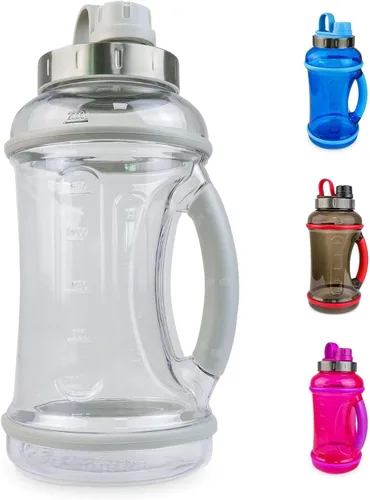 Vista 5 de Flash Popup Botella de agua deportiva de 70 onzas con tapa giratoria, botella azul a prueba de fugas