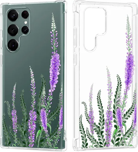 Vista 16 de Funda transparente floral para Galaxy S22 Ultra para mujeres/niñas, bonita funda de teléfono para Samsung Galaxy S22 Ultra 5G, diseño de flores