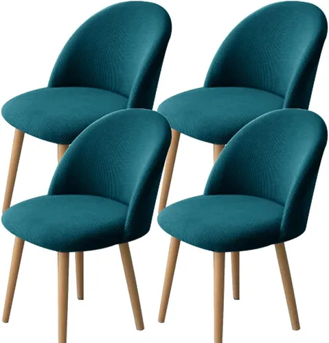 Vista 10 de XMNTG Juego de 4 fundas elásticas de jacquard gris para silla de comedor, con respaldo curvado, fundas para silla de acento modernas de mediados