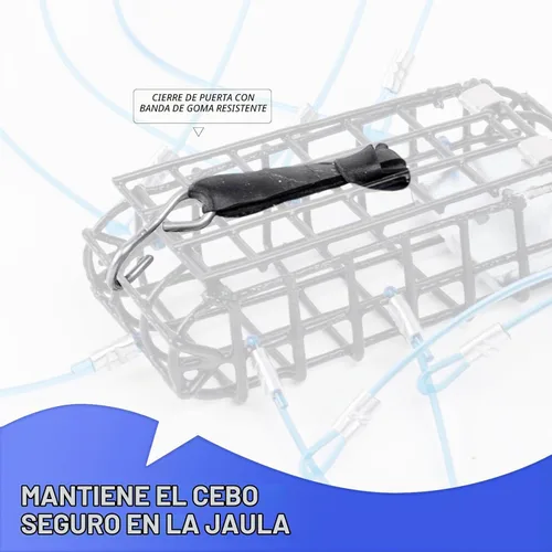 Vista 3 de Trampas para cangrejo con 6 bucles, bloque de acero galvanizado de 1 onza, caja rectangular para cangrejo para Dungeness, roca, cangrejo azul
