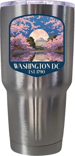 Vista 18 de Washington, D.C. Souvenir - Vaso aislado de acero inoxidable, 24 onzas, color negro, A