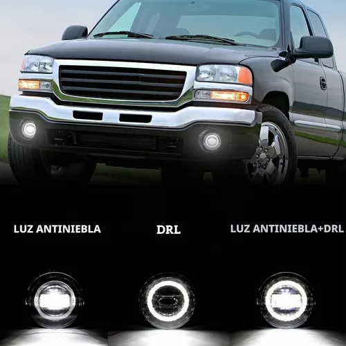 Vista 3 de Kit de luces antiniebla LED con DRL para GMC Sierra 2003-2006, luz de parachoques luz de conducción, lámparas antiniebla con luces de circulación