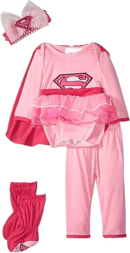 Vista 3 de DC comics - disfraz y gorro de superchica, 6 - 12 meses, Rosado