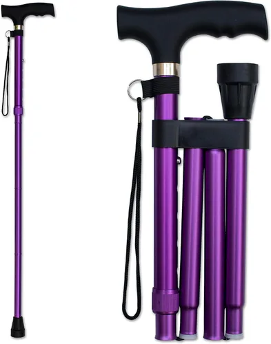 Vista 10 de RMS Bastón Plegable - Bastón de Caminar Plegable con Altura Ajustable - Plegable y Ligero - Mango Ergonómico Suave para Agarre Cómodo - Bastón