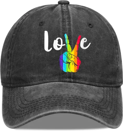 Vista 9 de Gorra de béisbol LGBT Pride Rainbow Denim Sombreros Love is Love Vintage Gorra de béisbol ajustable LGBT para hombres y mujeres
