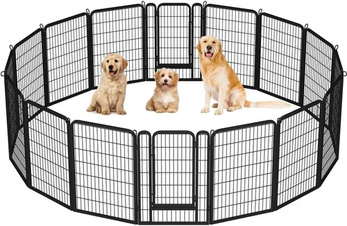 Vista 12 de Yaheetech Corralito para perros, 24 pulgadas, 2 paneles, corral para perros para interiores, resistente, corral de ejercicio para cachorros, valla