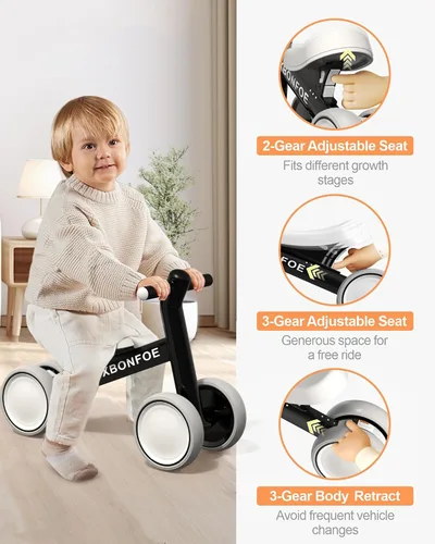 Vista 4 de Baby Balance Bike for 1 Year Old Boys Girls, 10-24 Month Toddler Balance Bike, Baby Bike with No Pedal 4 Silence Wheels, First Ride on Toys with