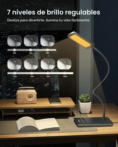 Vista 5 de TROND Lámpara de Escritorio, Lámpara de Mesa Brillante Regulable para el Cuidado de los Ojos, 3 Modos de Color, 7 Niveles de Brillo, Cuello de Cisne