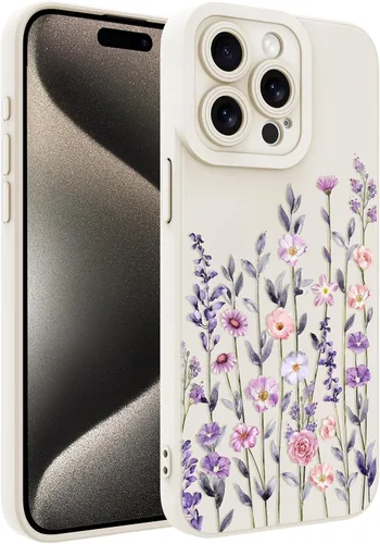 Vista 151 de Magnético para iPhone 13 con protector de pantalla [Compatible con MagSafe] Diseño de patrón floral de flores bonitas, funda delgada a prueba
