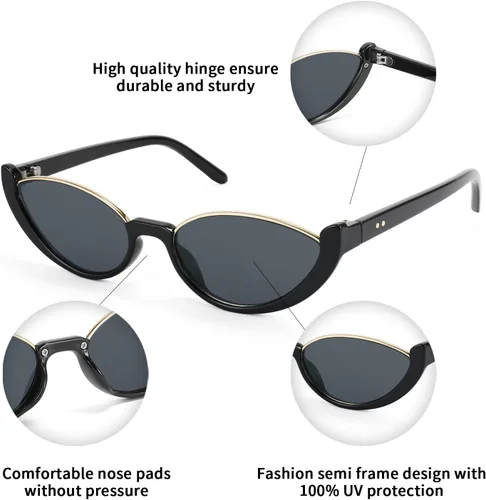 Vista 5 de FEISEDY Gafas de sol de ojo de gato pequeñas de moda retro para mujer, gafas de sol frescas B2864