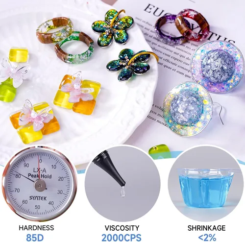 Vista 3 de LET'S RESIN Resina UV, 10.58 oz de baja viscosidad transparente de tipo duro, resina epoxi ultravioleta de curado rápido y baja contracción