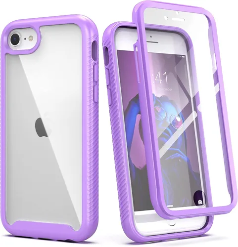 Vista 23 de IDweel para iPhone SE 2020, para iPhone 8 y 7 y SE 2022 (SE 2ª/3ª), funda protectora de cuerpo completo de ajuste delgado con amortiguación de Negro