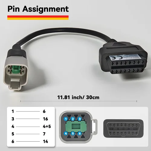 Vista 3 de Cable adaptador OBD2 de 6 pines a 16 pines para BRP y CAN-AM, conector de herramienta de diagnóstico para motocicletas, compatible con CAN-AM