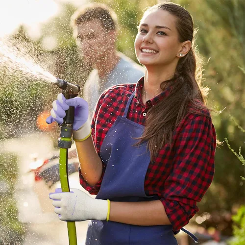 Vista 6 de HANDLANDY Guantes de jardinería para mujer, 3 pares de guantes de trabajo transpirables con revestimiento de nitrilo, el mejor regalo para mujeres