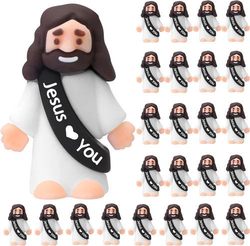 Vista 24 de Bememo 25 figuras de Jesús pequeñas figuras de Jesús, color blanco