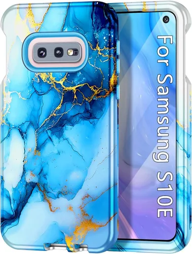 Vista 10 de Btscase Funda para Samsung Galaxy S10e, resistente de tres capas de mármol, a prueba de golpes, cuerpo completo, policarbonato duro y TPU suave