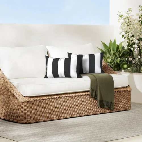 Vista 8 de DYTXIII Paquete de 2 almohadas lumbares impermeables para exteriores con rellenos, 12 x 20 pulgadas, almohada decorativa rectangular para patio