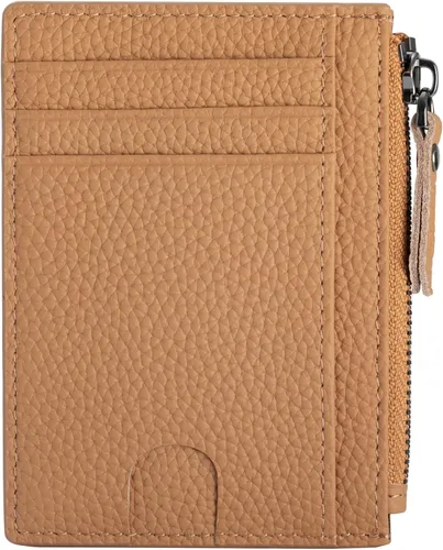 Vista 22 de Cartera delgada para mujeres de piel pequeña con bloqueo RFID, tarjetero minimalista con bolsas para monedas y fundas, Negro, Moderno
