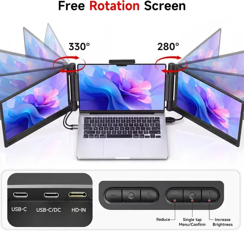 Vista 8 de AOC Extensor de pantalla para laptop de 14", monitor portátil para Negro mate