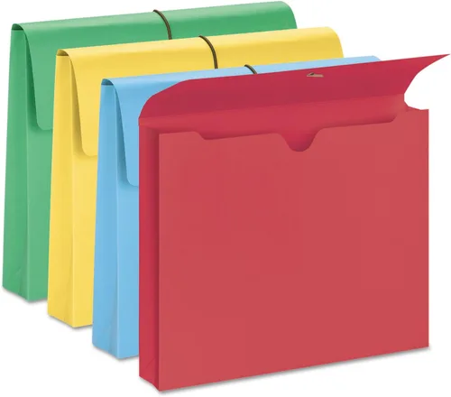 Vista 2 de Smead 77251 - Cartera Exp de 2 pulgadas con cordón elástico, color azul, verde, rojo, amarillo, 50 cajas