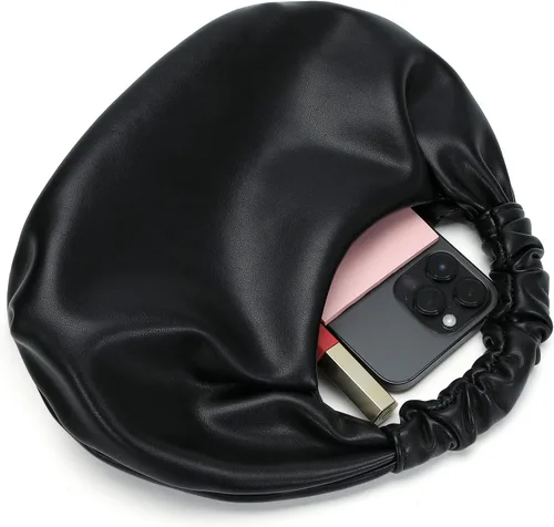 Vista 5 de Mini bolsos de mano tipo hobo para mujer, bolsos de mano de cuero suave para mujer en forma de nube con asa superior
