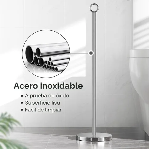 Vista 4 de Soporte para papel higiénico (con función de reserva), soporte de almacenamiento de rollos de repuesto independiente, acero inoxidable Modern