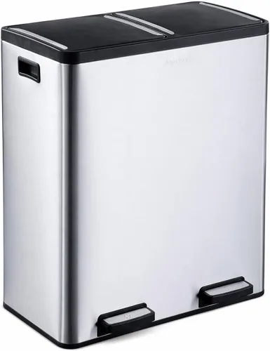 Vista 8 de Step N' Sort El bote de basura y reciclaje de capacidad extra grande de 18.5 galones, Soft-Step, con dos compartimentos y contenedores interiores
