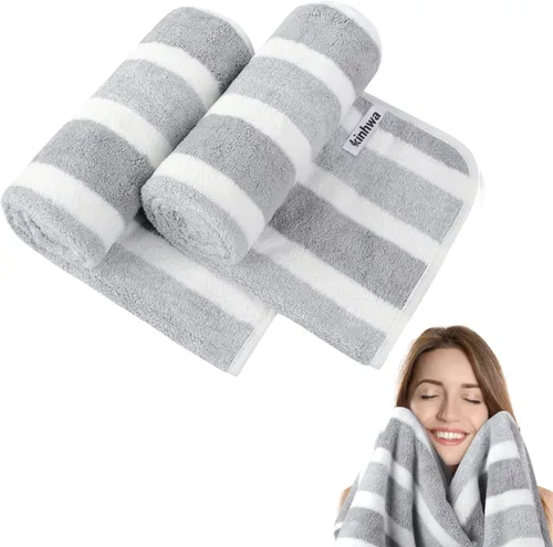 Vista 15 de KinHwa Toallas de mano de microfibra para baño, toallas faciales suaves y absorbentes, toallas de mano grises para baño, paños de lavado para spa