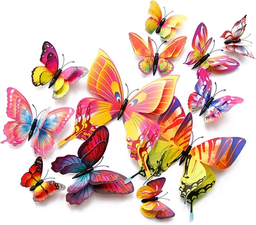 Vista 25 de OPSEAM - Calcomanías 3D de mariposa, 24/48 unidades, para decoraciones de pared, fiestas, con imanes (morado, 24)