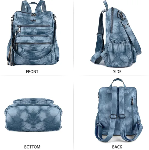 Vista 40 de Bolsos mochila monedero de piel sintética para mujer, bolsas con zíper, mochilas de hombro casuales