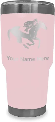 Vista 29 de LaserGram Vaso aislado al vacío de 20 onzas, carreras de caballos, grabado personalizado incluido (negro)